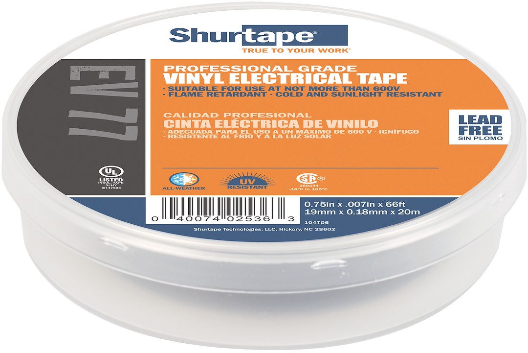 Shurtape 104706 EV 077 Black Electrical Tape, 100 Rolls