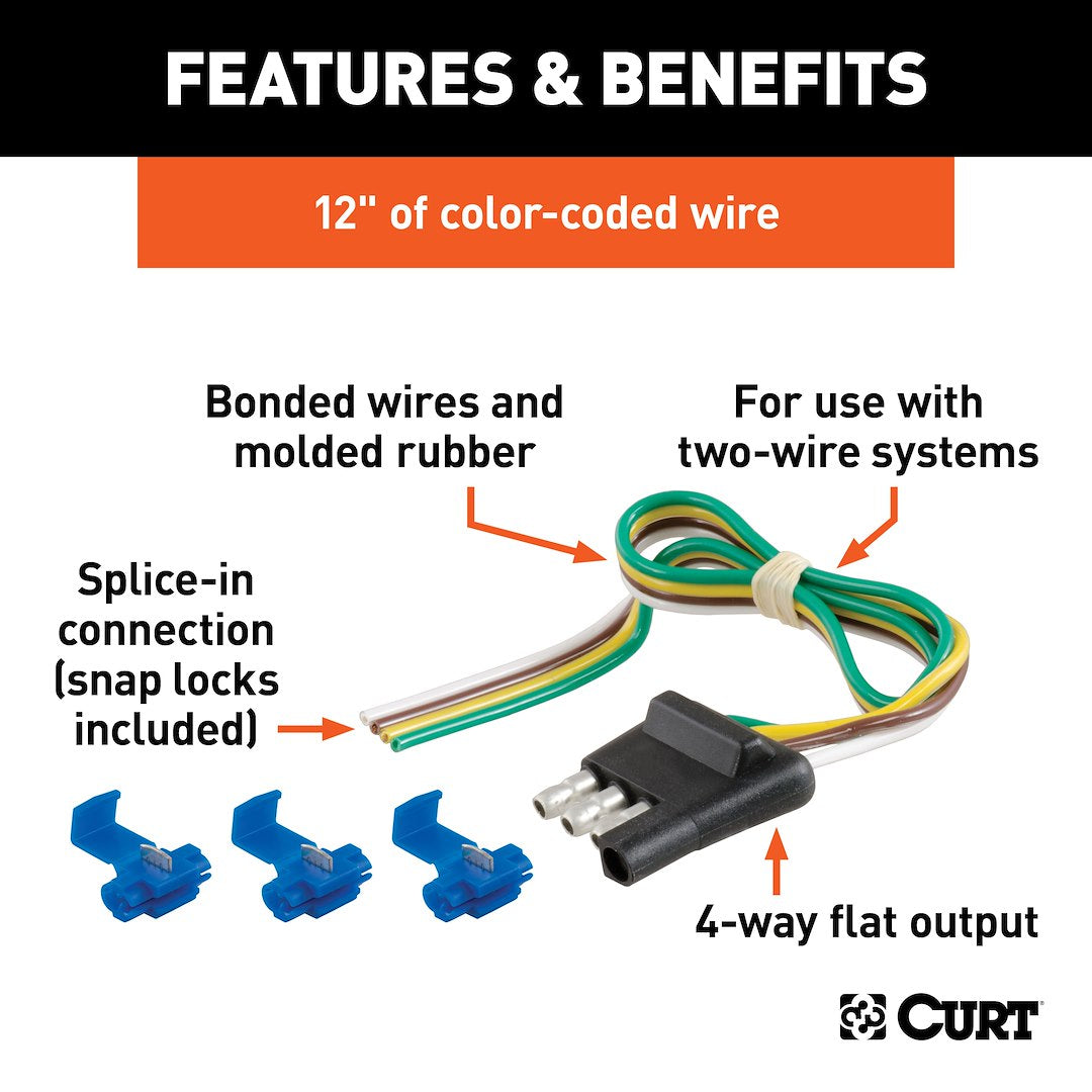 CURT Fully Universal 4 Flat Trailer Wiring Connector (58033)