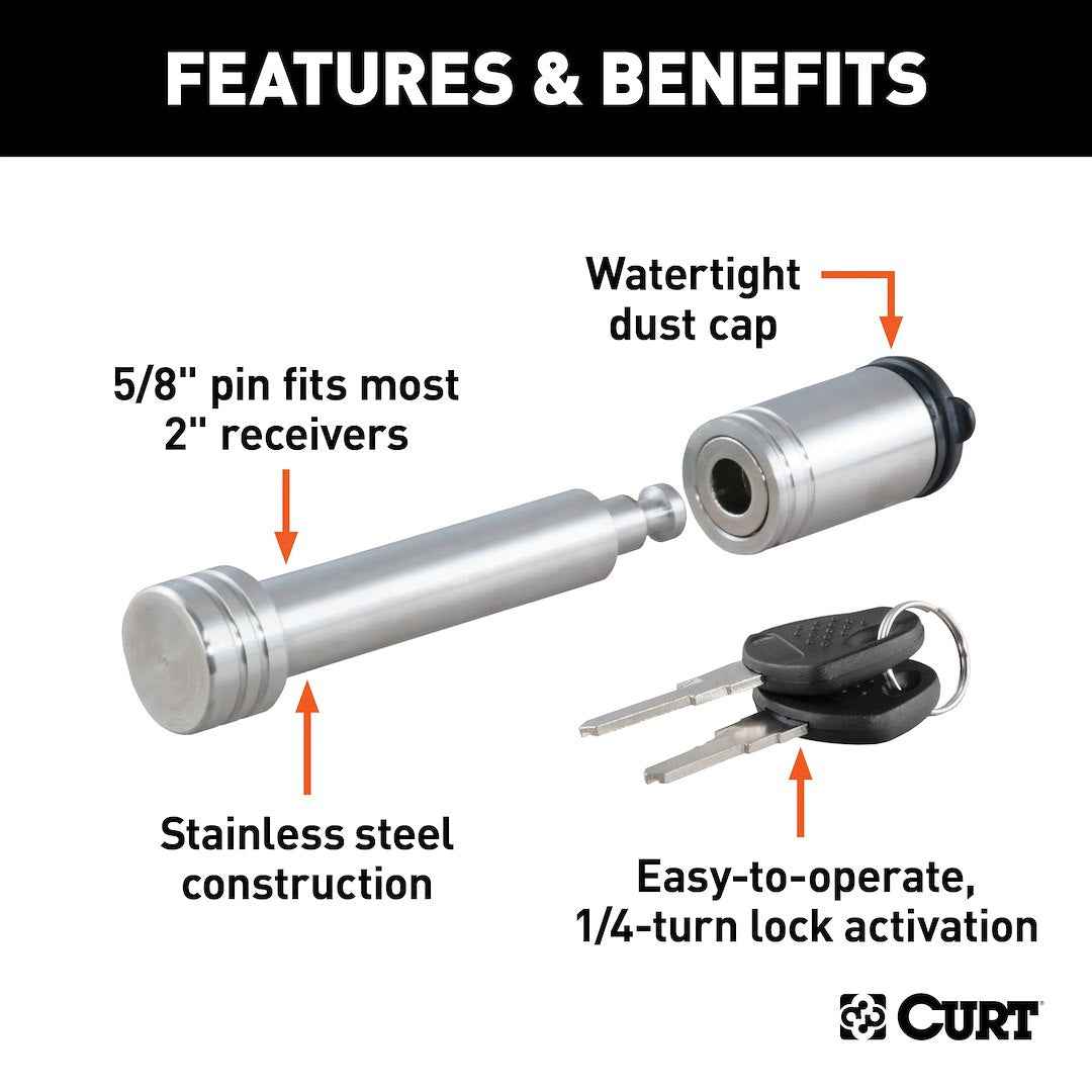 CURT Fully Universal 2 Inch Receiver Hitch Trailer Hitch Pin 23516
