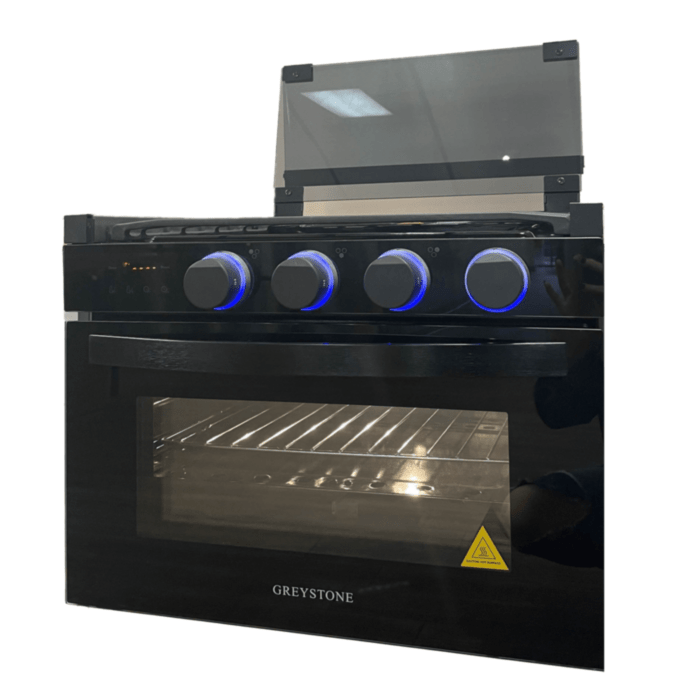 Furrion Greystone 3-Burner Propane RV Range with Digital Control & Built-In Oven – Black