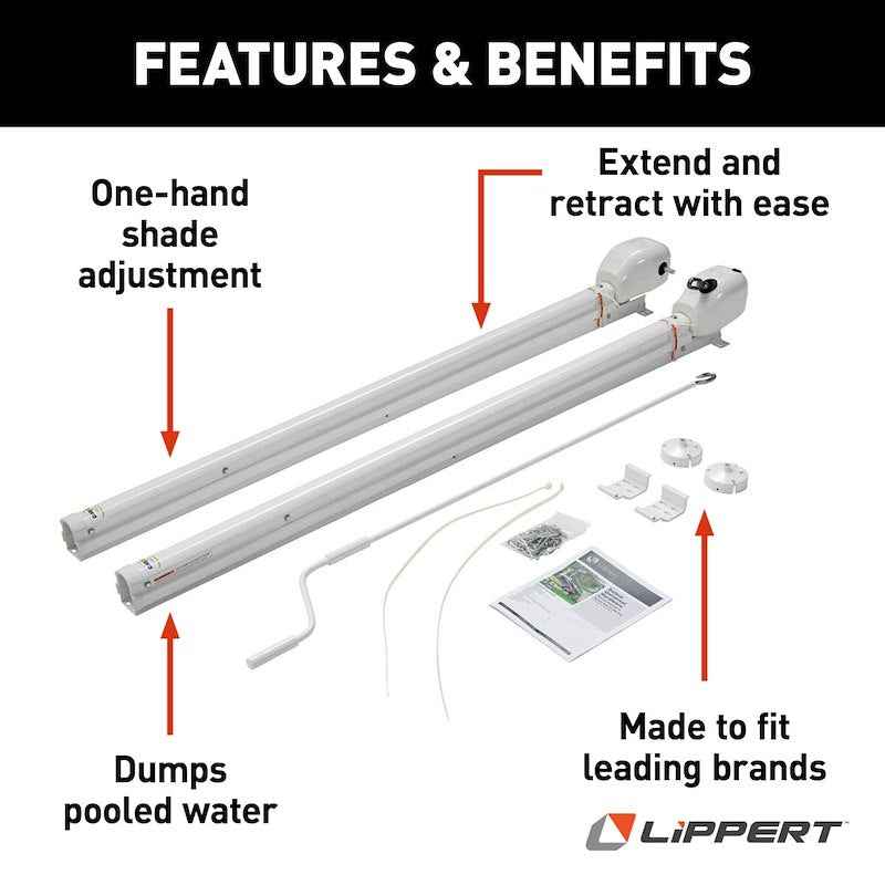 Solera 69" Manual Awning Arm Set – White | 2-Position Pitch | 434728