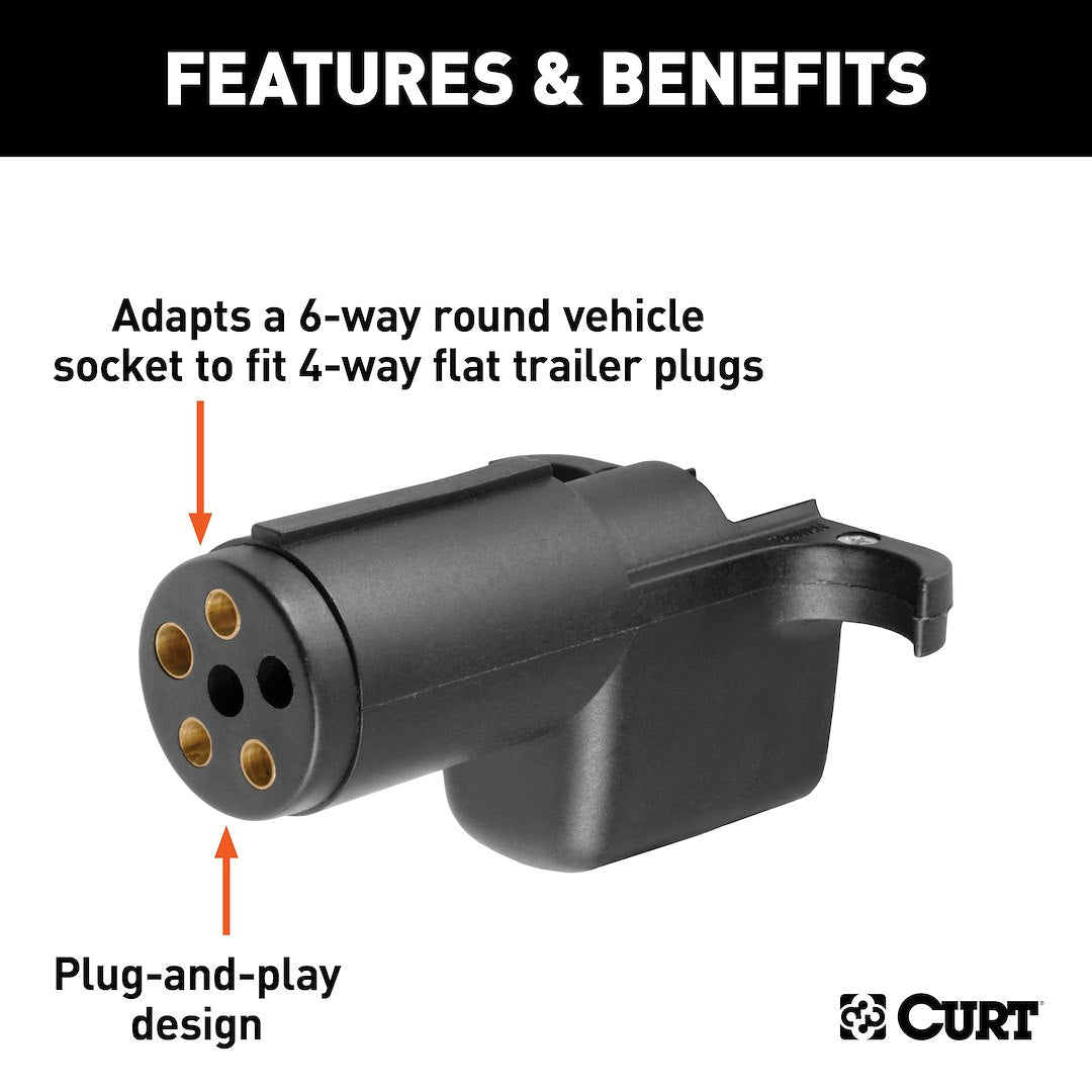 CURT Trailer Wiring Connector Adapter (57621) – Material: Plastic