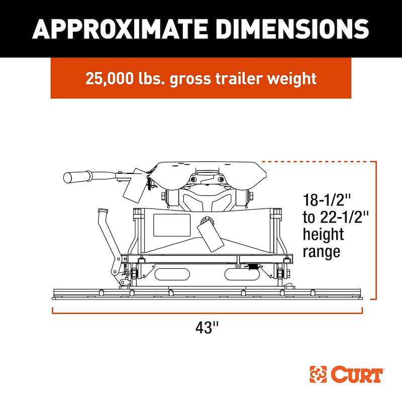CURT A25 25K Fifth Wheel Hitch with S25 Slider – 16651