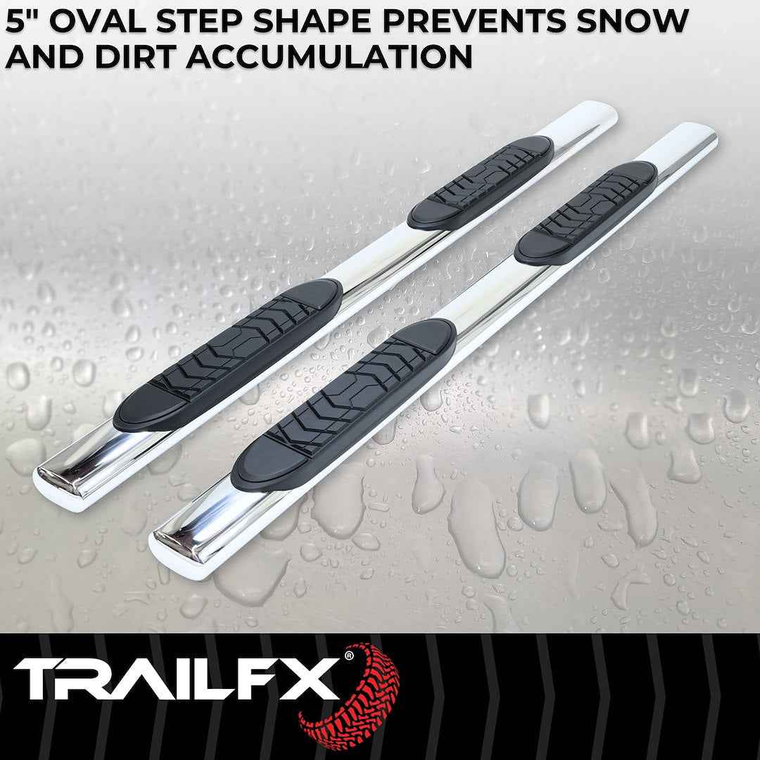TrailFX A7031S 5 in Oval Nerf Step Bars - Stainless, 300 lb
