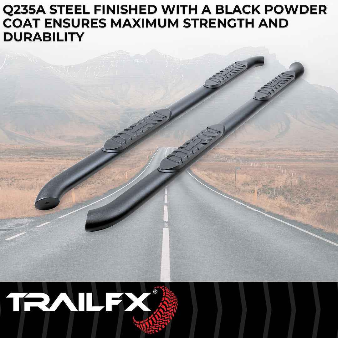 TrailFX A1005B 4 in Oval Nerf Step Bars - Black, 300 lb