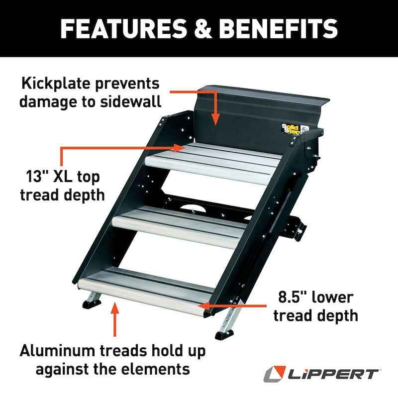 RV Entry Step – SolidStep 3.0 3-Step Manual Fold-Up | Lippert 791572