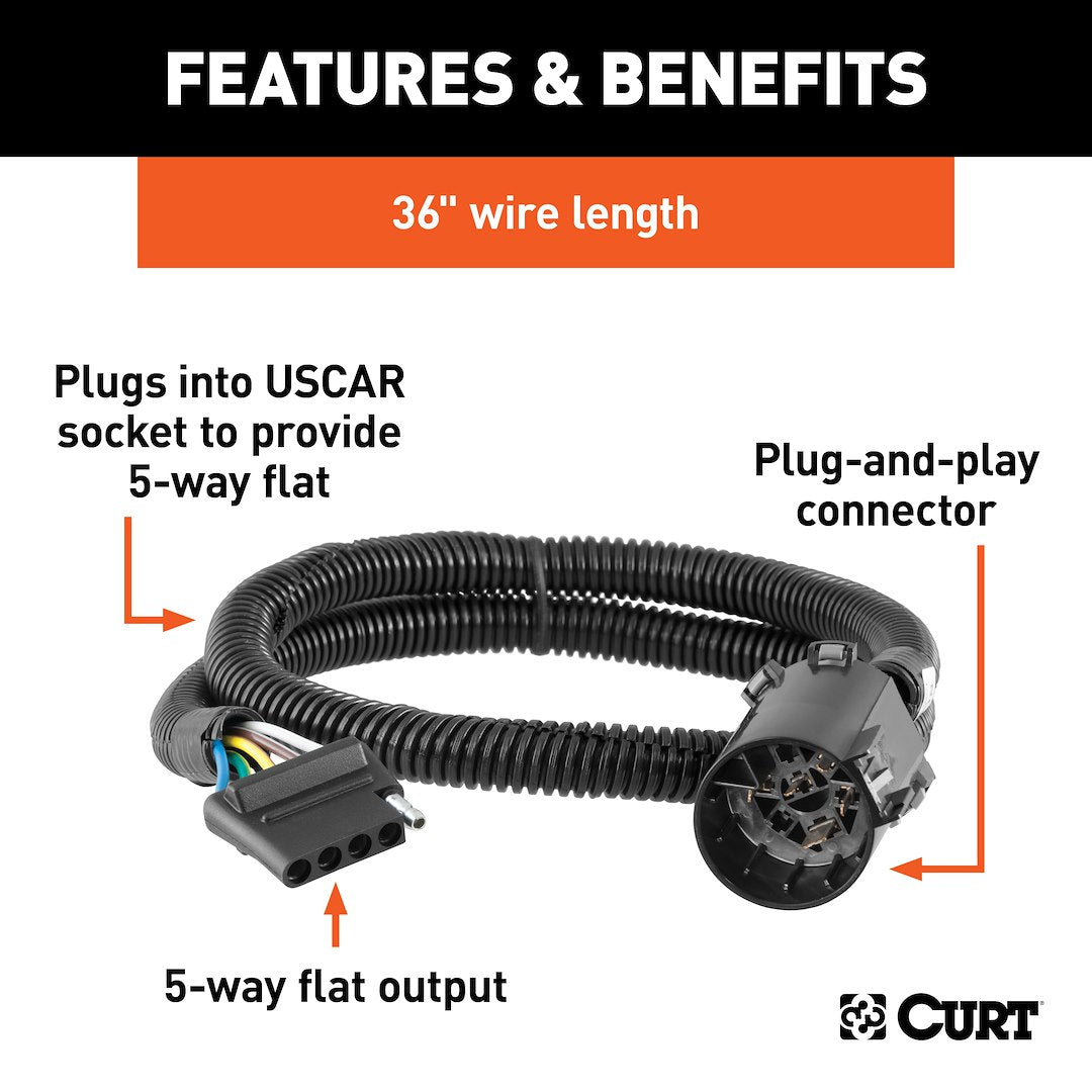 CURT Semi-universal 5 Flat Trailer Wiring Connector (56515)