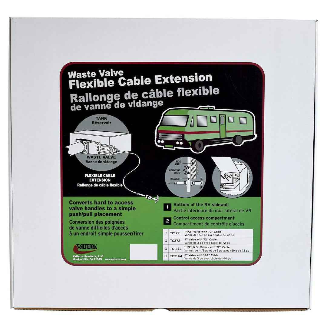Valterra TC1372 1-1/2 and 3 in Cable RV Waste Valve Body - 6 ft Cable