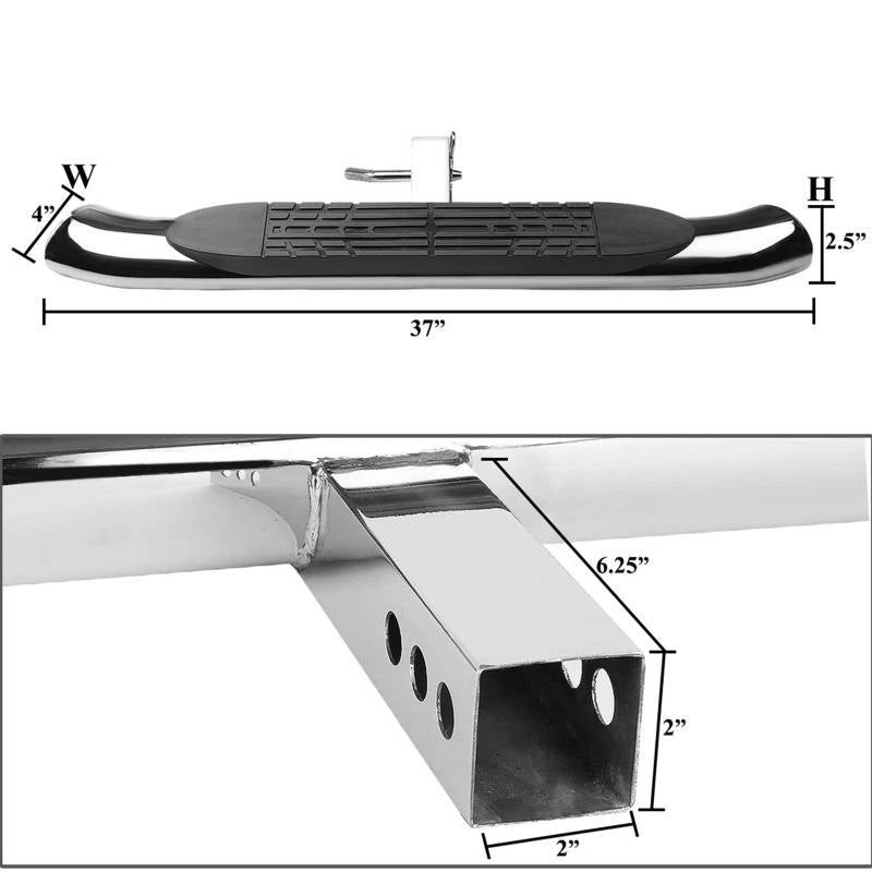 Black Horse Offroad 2 Inch Receiver Hitch Mount Stainless Steel Truck Step HS36OVSS - image 3