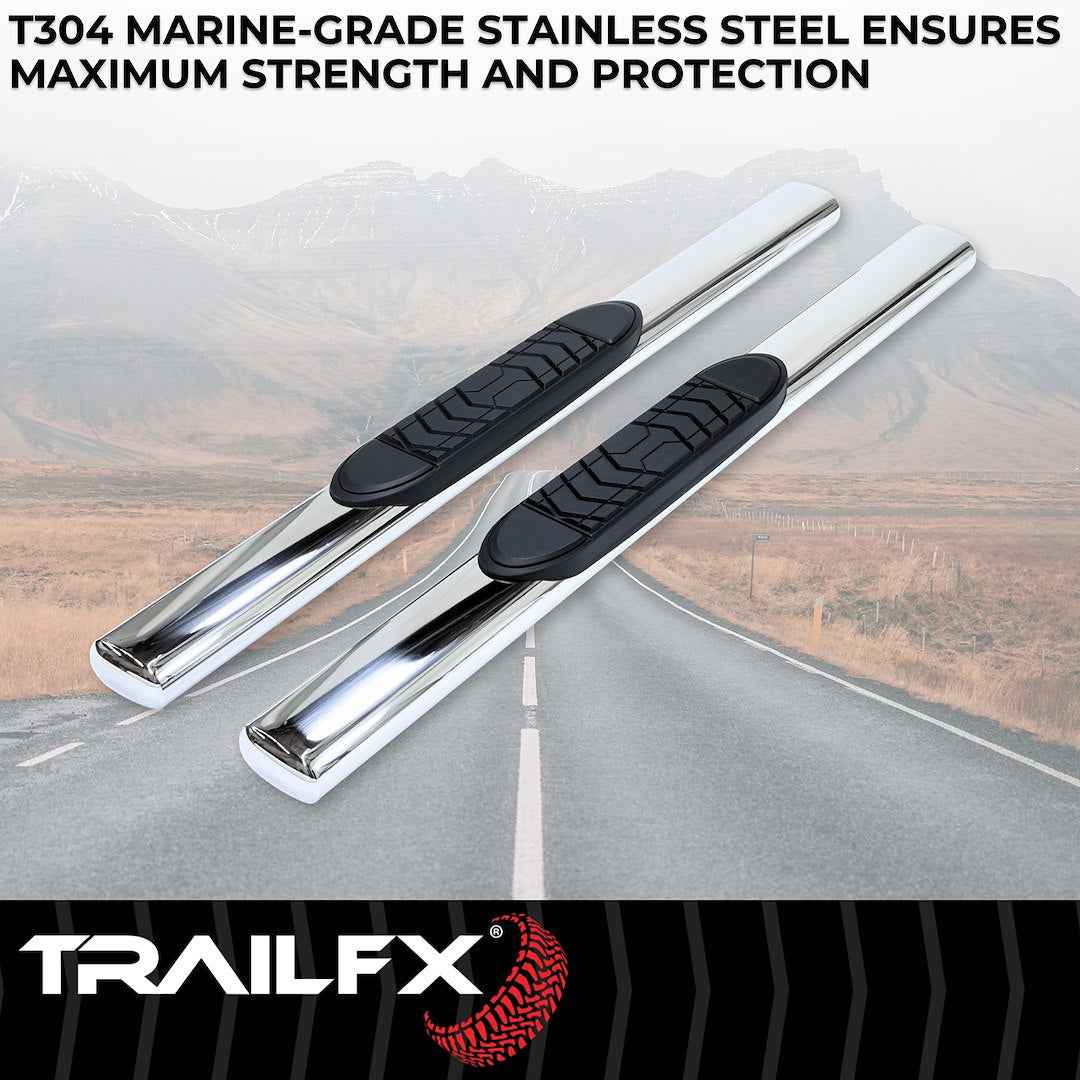 TrailFX A7036S 5 in Oval Nerf Step Bars - Stainless, 300 lb