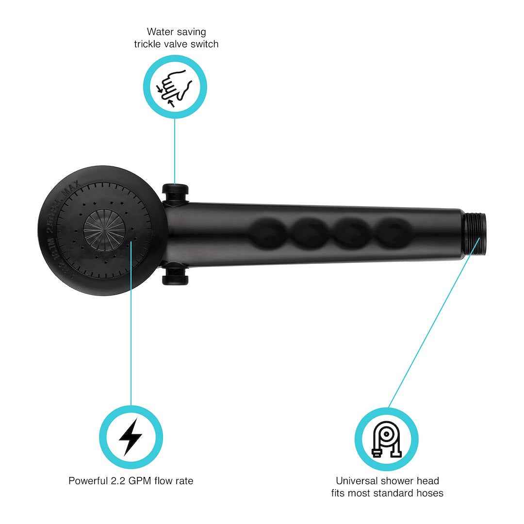 Dura Faucet Round Hand Held Shower Head DFSA135BK – Color: Black