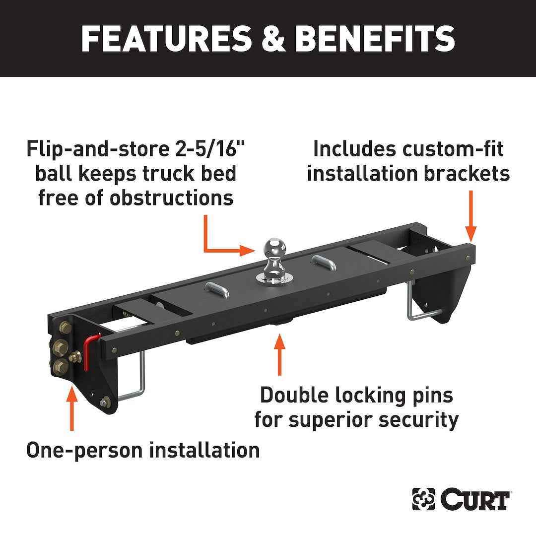 CURT 60690 Double Lock EZr Gooseneck Kit - Silverado/Sierra HD