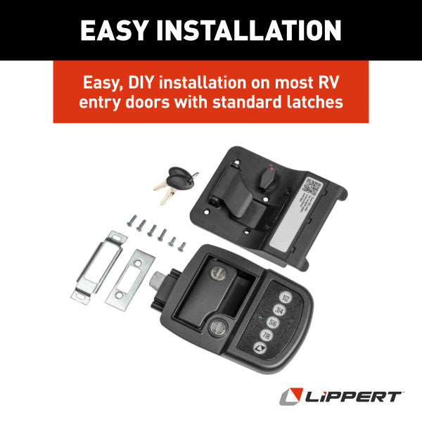 Lippert 2022119636 Keyless RV Entry-Door Paddle Lock - Black
