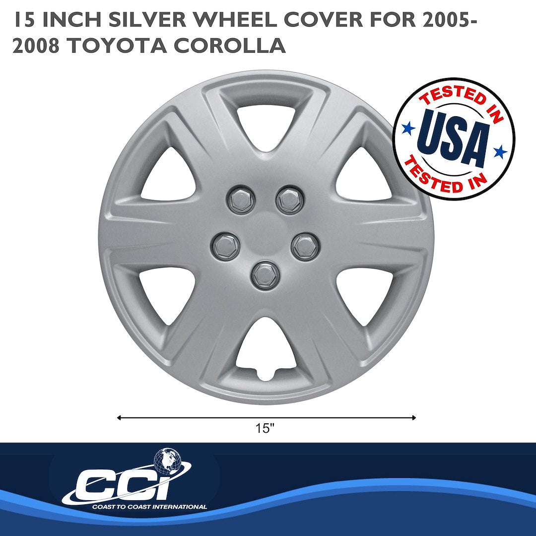 Coast To Coast 42215S Corolla Silver 6-Spoke Wheel Covers - image 2