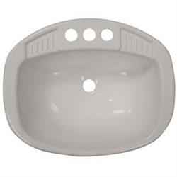 RV Sink – White, 20" x 16", 3 Faucet Holes, Polyethylene