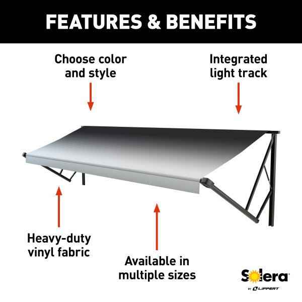 Solera 21' RV Patio Awning Fabric Roller Assembly – Black Fade | 8' Extension