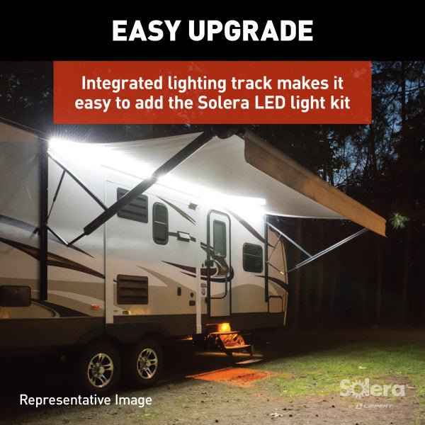 Solera 21' RV Patio Awning Fabric Roller Assembly – Black Fade | 8' Extension