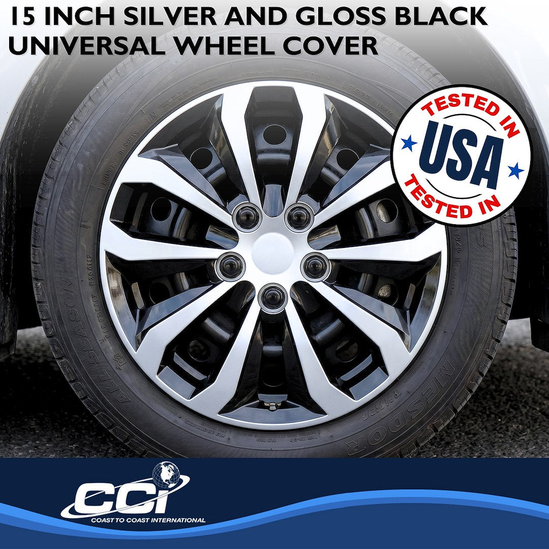 Coast To Coast 106115SB 15-Inch Black/Silver Wheel Covers - image 3