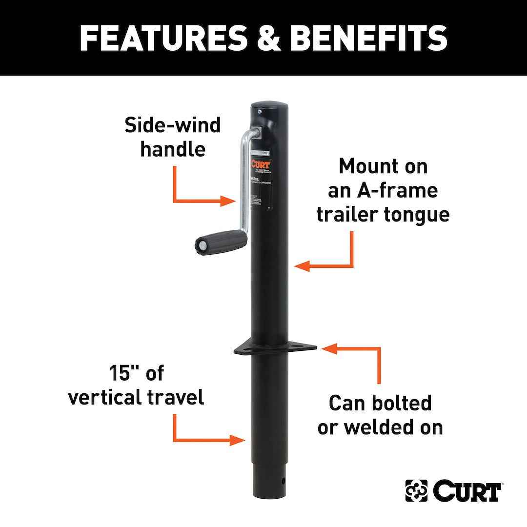CURT 28204 Sidewind Tongue Jack - 2000 lb