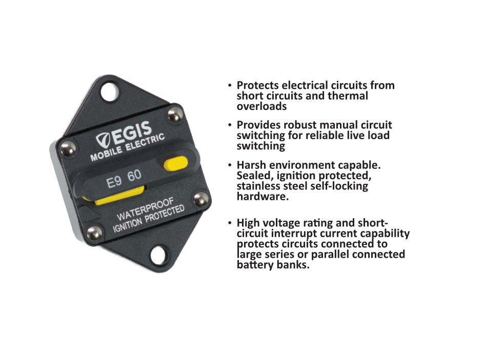 Egis 4706-060 60A Circuit Breaker - Panel Mount, 48V DC