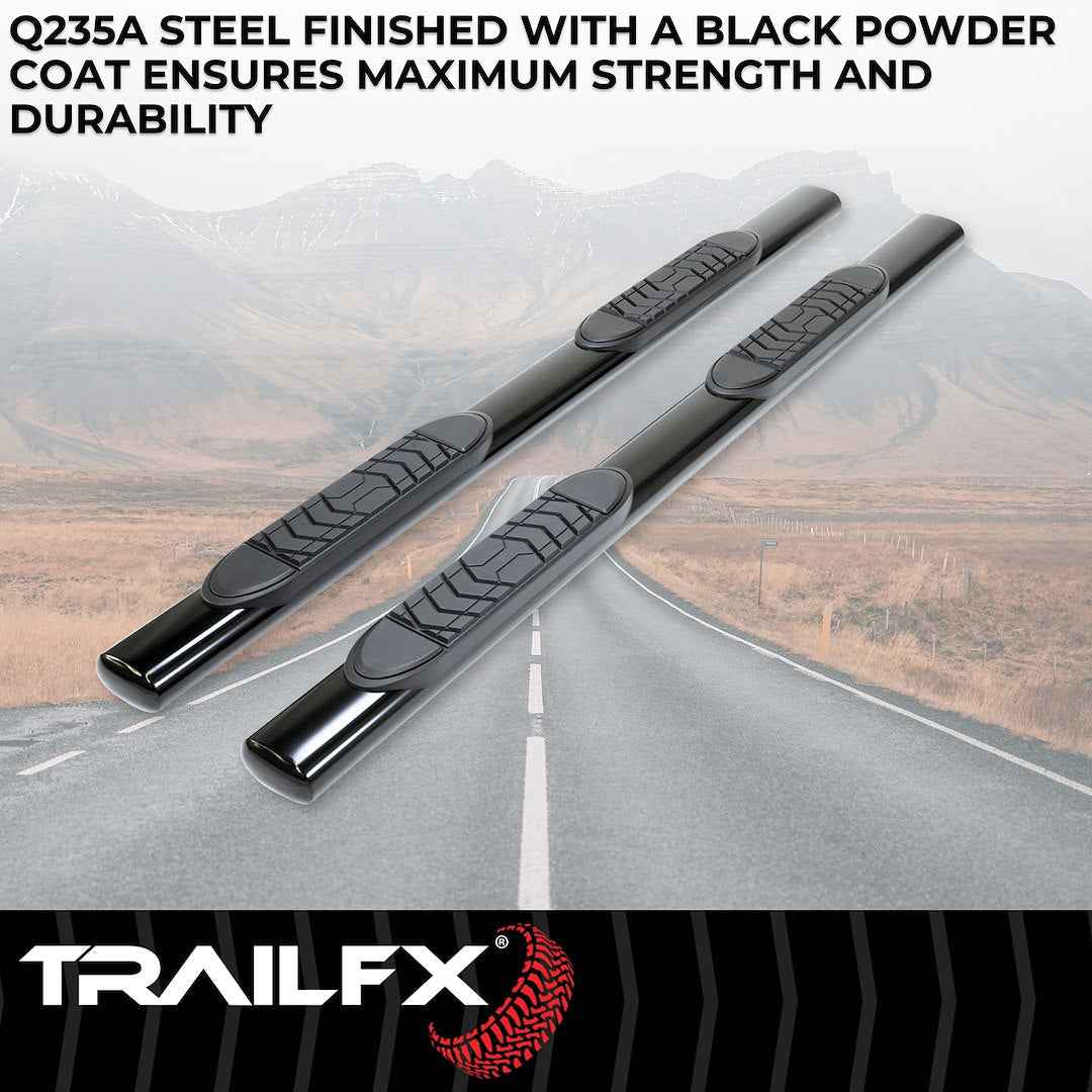 TrailFX A7003B 5 in Oval Nerf Step Bars - Black, 300 lb