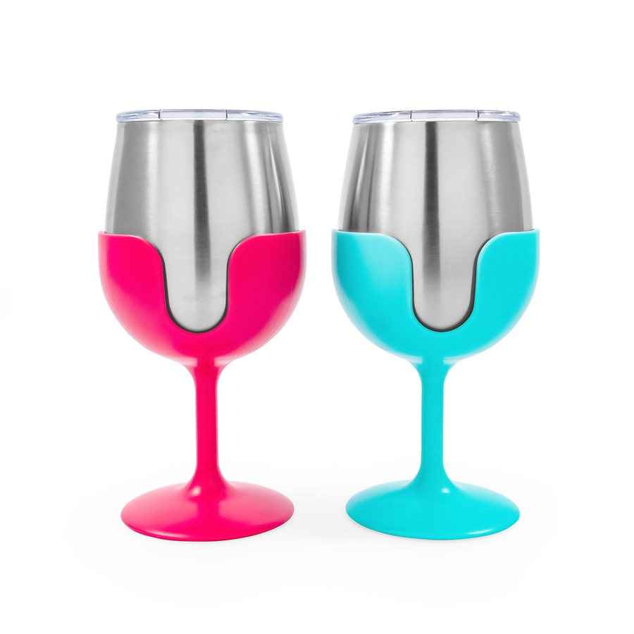 Camco 51915 8-oz Stainless Wine Glasses - 2 Pack