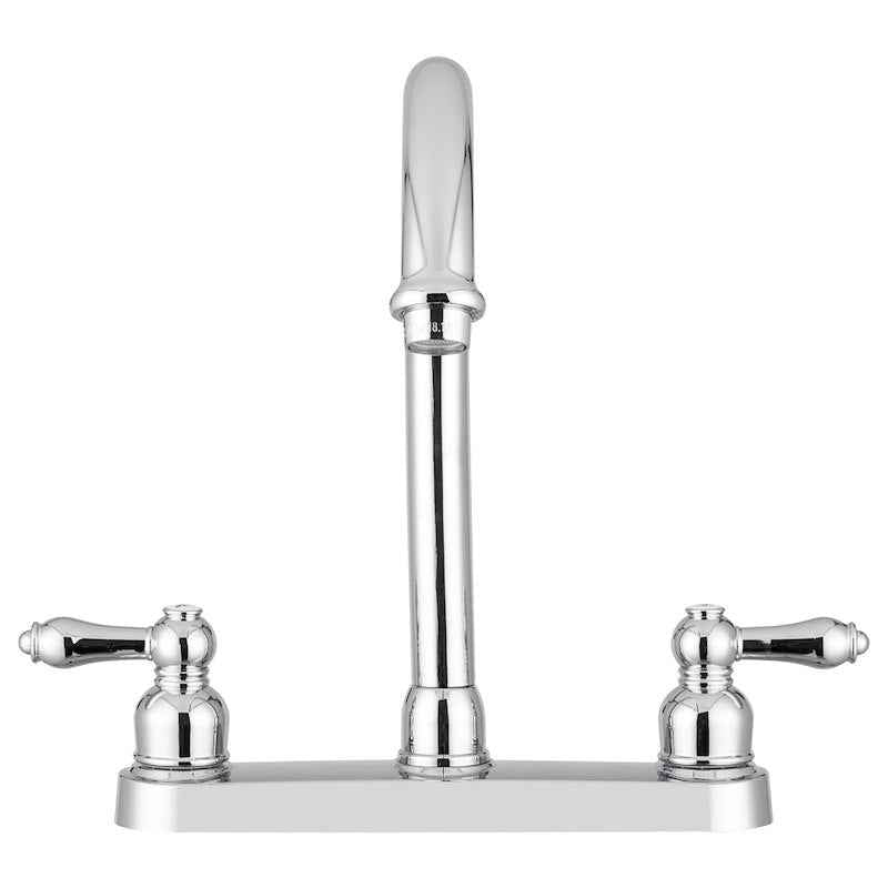 Kitchen Faucet – 11.5" High-Rise Spout, 8" Deck Mount, Dual Teapot Handles, Chrome