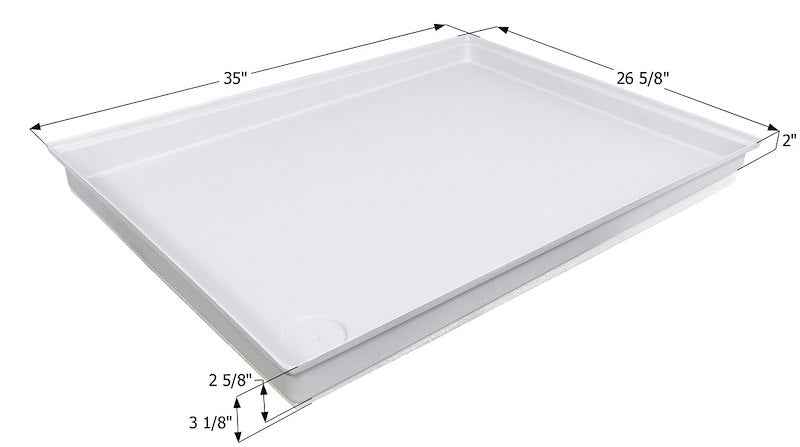 Icon 15037 35" x 26-5/8" RV Shower Pan – Polar White ABS Shower Base
