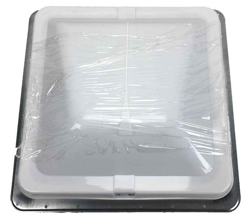 Heng's Manual Roof Vent – 14" x 14", White Lid, Galvanized Metal Base, No Fan