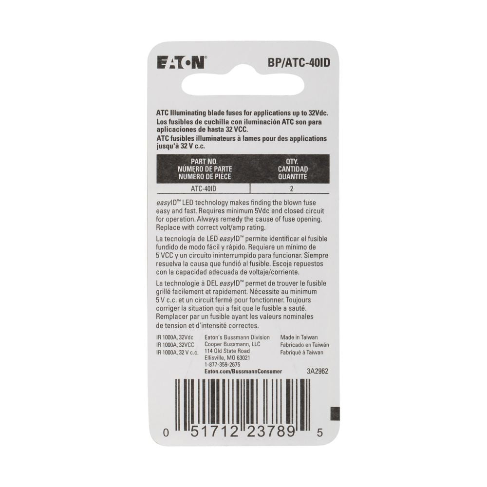 Bussman Easyid Atc Fuse (Bpatc40id) – Type: Orange Blade