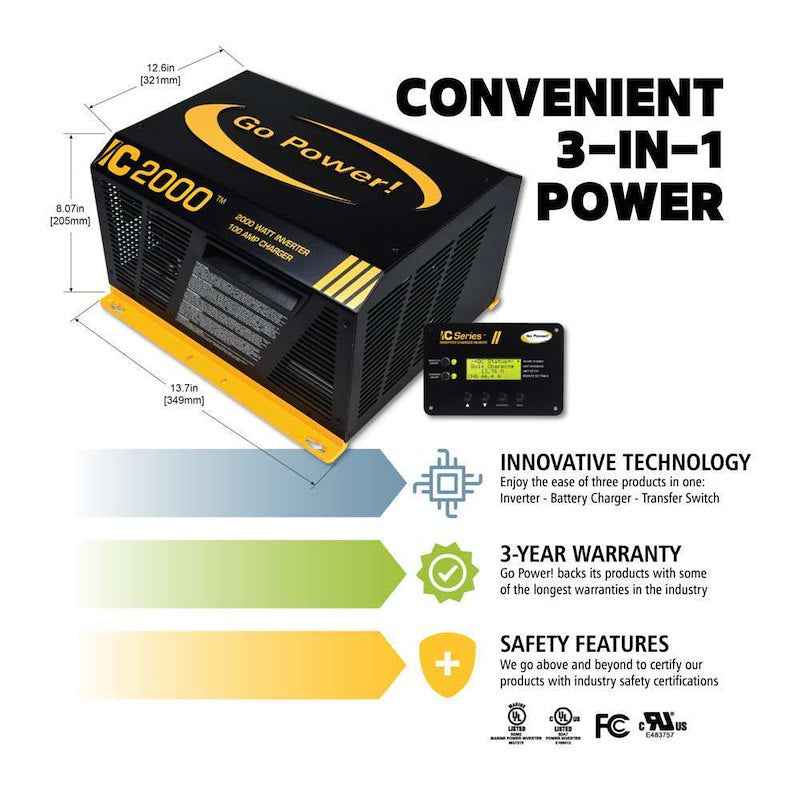 Go Power SOLAR ELITE 400W Solar Charging System – 2× Panels, & 2000W Inverter