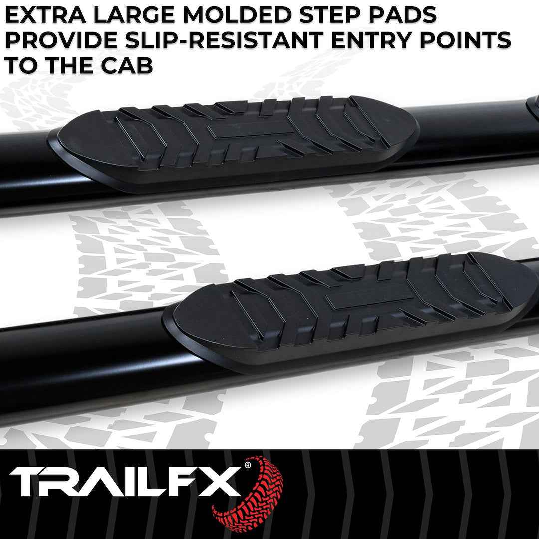 TrailFX A1527B 4 in Oval Nerf Step Bars - Black, 300 lb