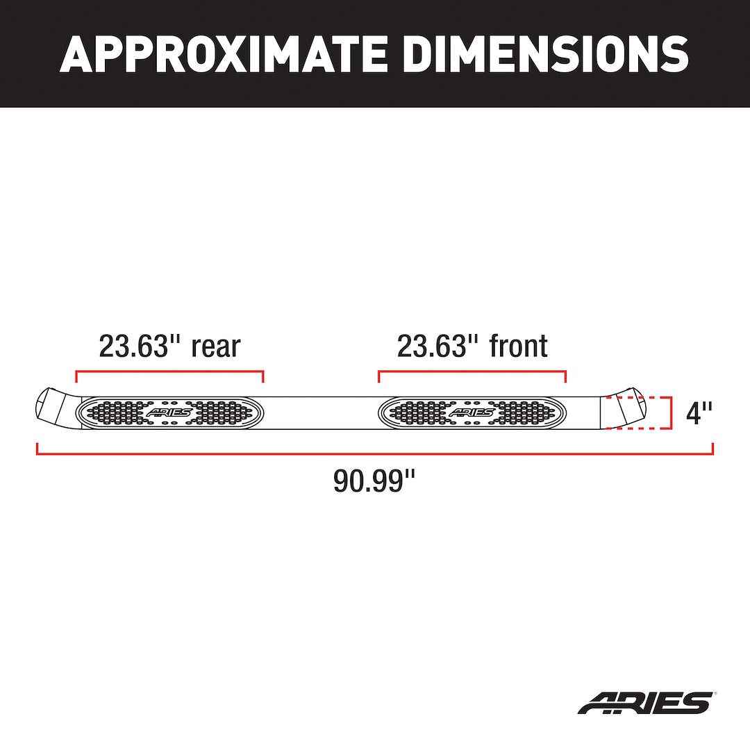 Aries S223043 4-Inch Black Oval Steel Nerf Bars