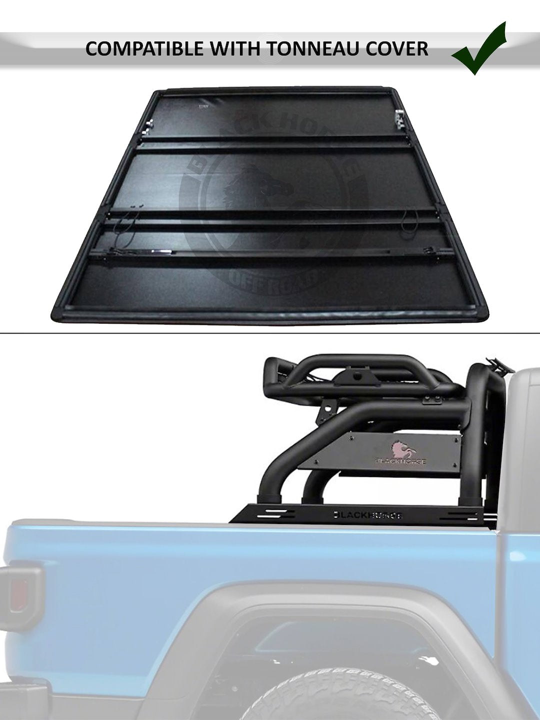 Black Horse Offroad ATRB5BK Tubular Powder Coated Steel Truck Bed Bar - image 3