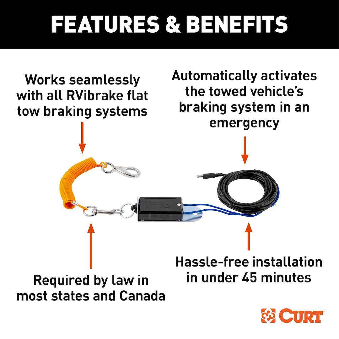 CURT 52210 Towed Vehicle Brake Control Breakaway Cable