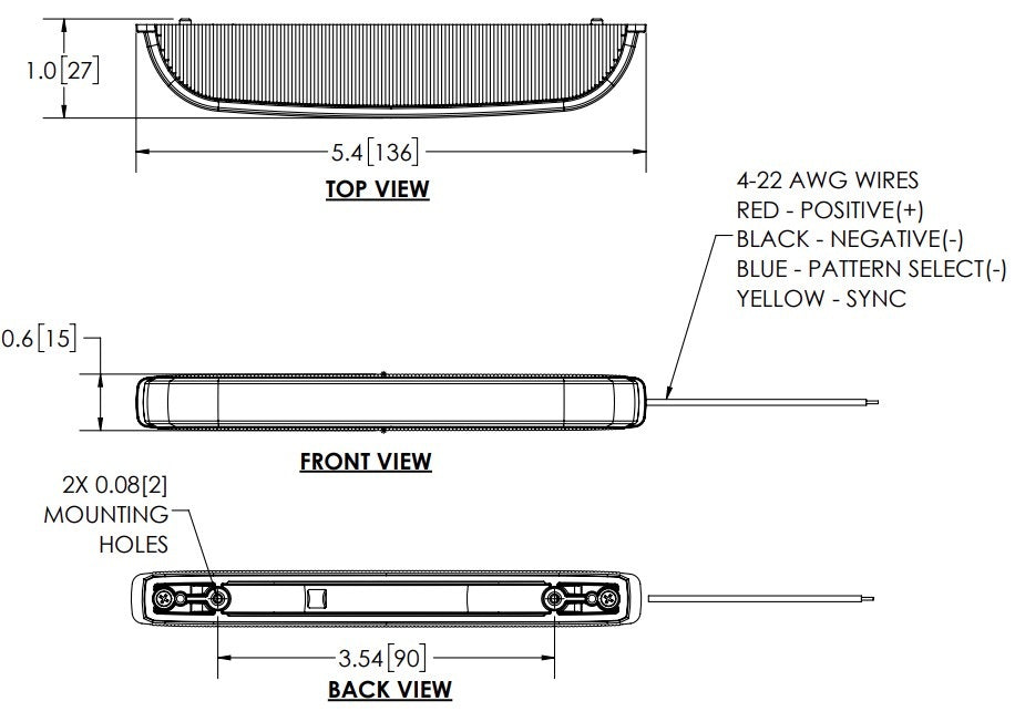 Ecco ED5051A Amber Grille-Mount LED Mini Warning Bar