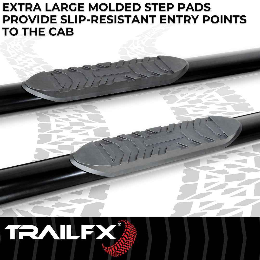 TrailFX A1542B 4 in Oval Nerf Step Bars - Black, 300 lb