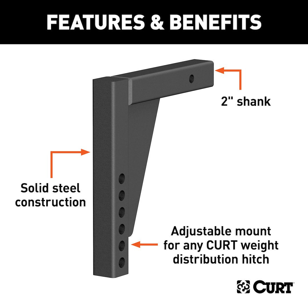 CURT 17124 WD Hitch Shank - 2 in, 9 in