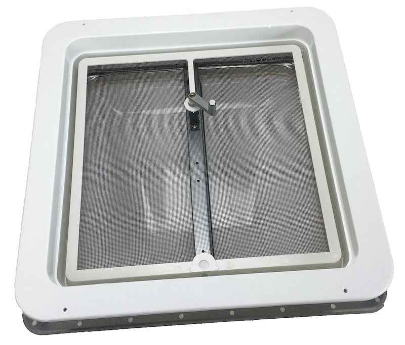 Heng's Manual Roof Vent – 14" x 14", White Lid, Galvanized Metal Base, No Fan