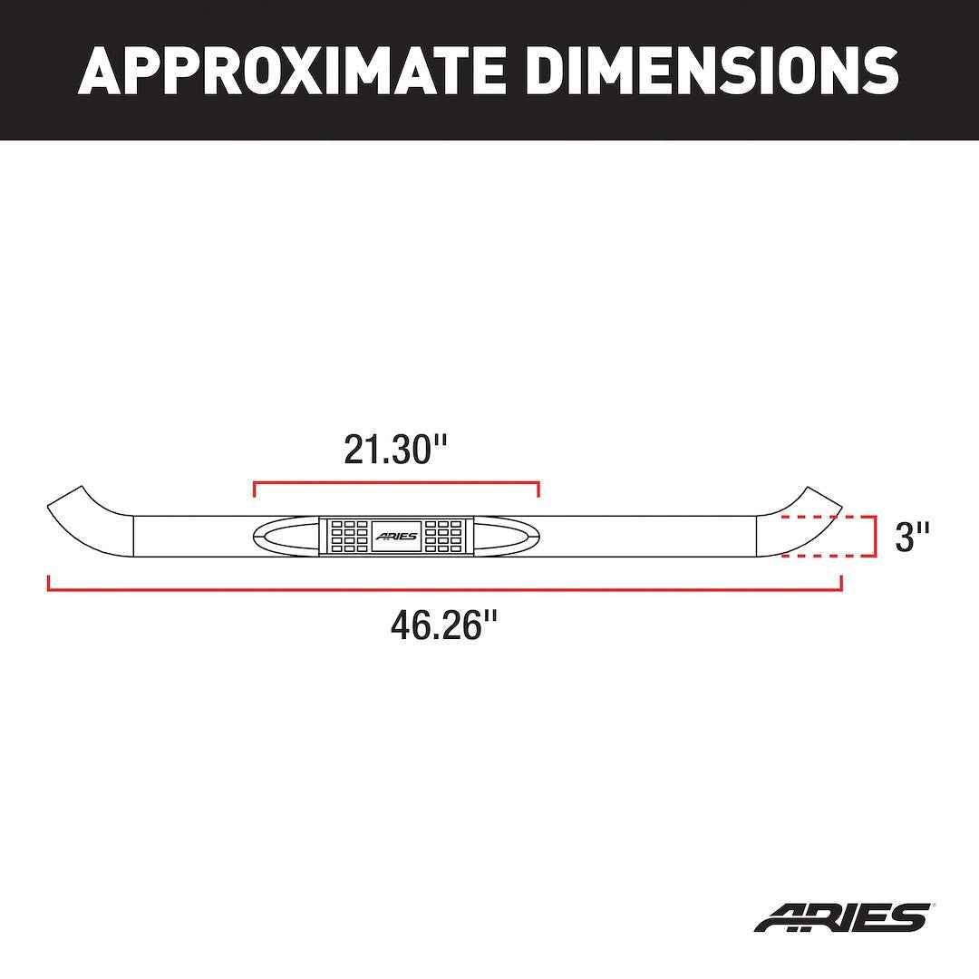 Aries 35600 Black Semi-Gloss Stainless Steel 3-Inch Nerf Bars