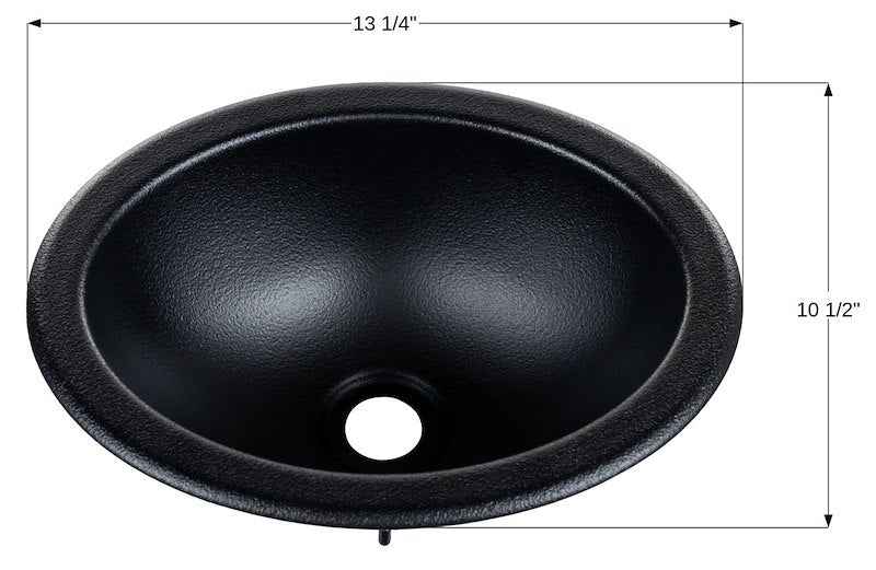Black Oval RV Sink - 13.25" x 10.5" ABS Plastic - Bolt Mount