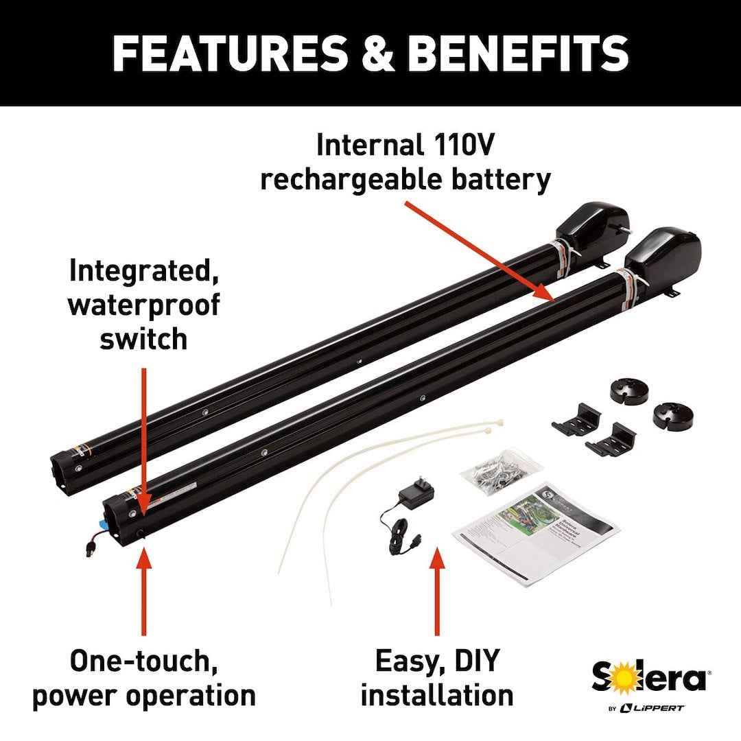 Lippert 434729 Solera Awning Arm Set - 69 in, Black