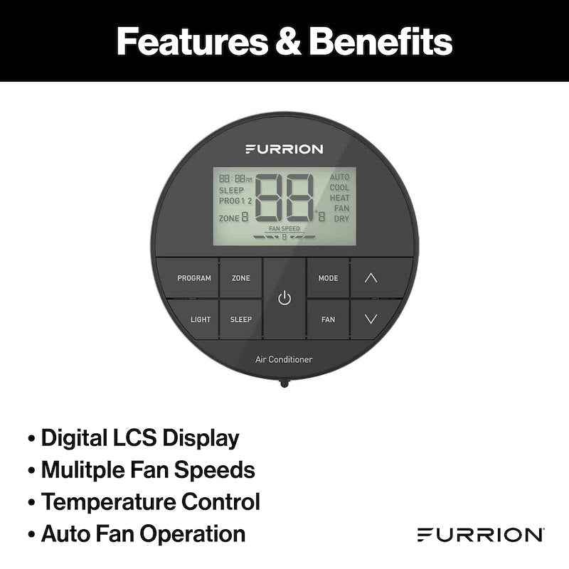 Furrion Chill HE Multi-Zone RV Wall Thermostat Black FACW12ESZA2-BL-AM