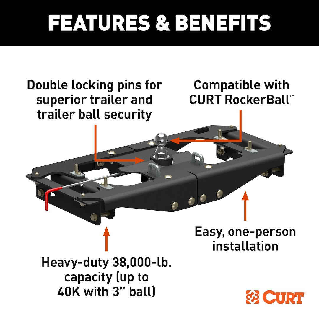 CURT 60703 PowerHaul Double Lock Gooseneck Hitch - Ford Super Duty