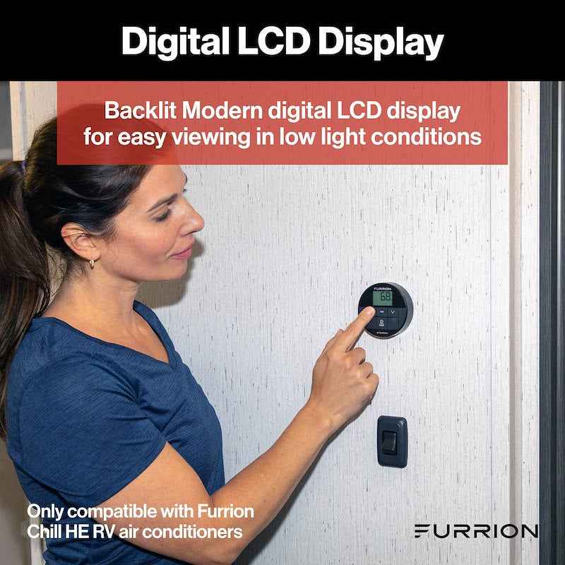 Furrion Chill HE Multi-Zone RV Wall Thermostat Black FACW12ESZA2-BL-AM