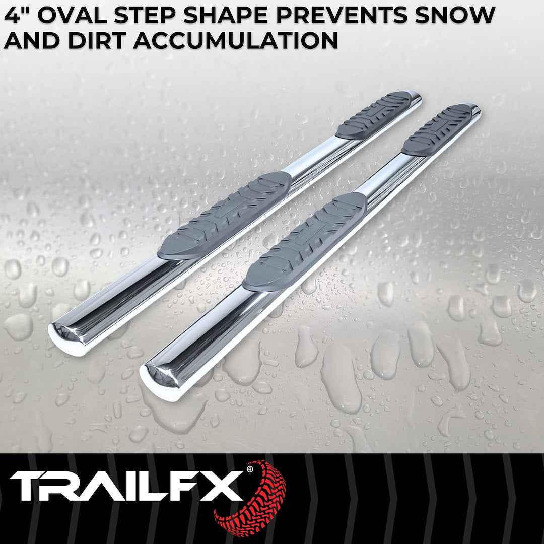TrailFX A1548S 4 in Oval Nerf Step Bars - Stainless, 300 lb