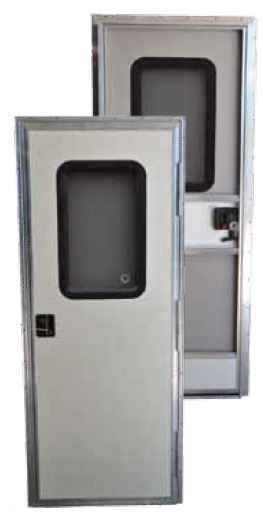 24" x 70" Square RV Entry Door – Right Hinge, Polar White with Window & Screen Door