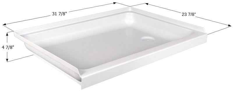 Icon 15238 31-7/8" x 23-7/8" RV Shower Pan with Right-Hand Drain – Polar White
