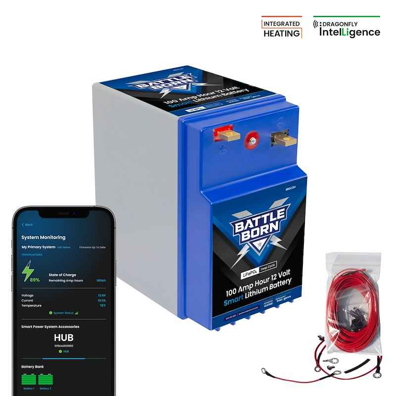 12V GC2 Lithium Deep Cycle RV Battery 100Ah LiFePO4 – Battle Born BBGC2IH