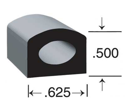 Clean Seal 50512H2-50 Door Window Channel Seal - D-Type, 50 ft